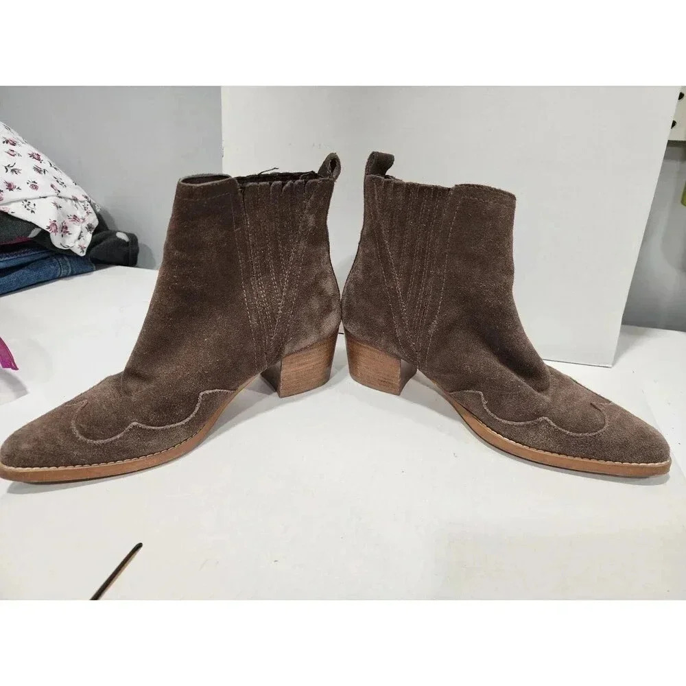 Hobbs London Women's Navy Suede Ankle Boots Zip Side Mid Block Heel 36 (5.5 US) - Picture 2 of 7
